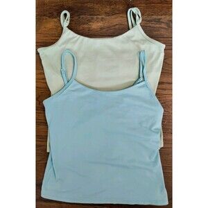 New York & Co Cami Tank Set Of 2 Size Medium Sage Green Blue Stretchy Adjustable